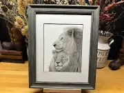 Drawing of a Lion Africa African Graphite Pencil Art Sketch Picture Print
