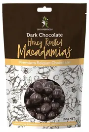 DR SUPERFOODS Honey Roasted Macadamias Dark Chocolate | 100g