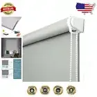 100% Blackout Roller Window Blinds 45" W x 68" L - Thermal Insulated Light Grey