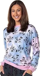 [Disney] Womens' Minnie and Mickey Mouse Hand in Hand Long Sleeve Tie Dye Pajama Top