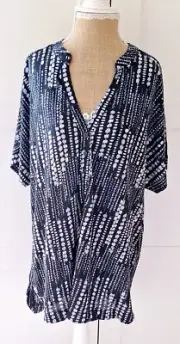 Monsoon Ladies Navy Blue 100% Linen Short Sleeve Blouse Top Size L BNWT Rrp £39
