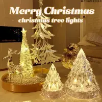 在飛比找蝦皮購物優惠-滿減+限時免運🌈LED聖誕樹小夜燈鑽石水晶氛圍燈 客廳派對臥
