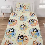 Bluey Single Duvet Cover Set Dogs Happy 100% Cotton Bedding Bed Linen Girls Boys