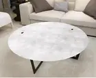 36" Unique White Quartz Stone Round Coffee Tabletop Handmade Crystal Centerpiece