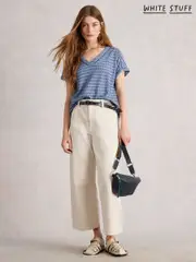 White Stuff Blue Embroidered Stripe T-Shirt (H71496) | $90