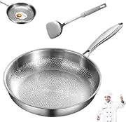 Titanium Pans for Cooking, 2025 Upgrade Multifunctional Frying Pan, Siraats 100% Pure Titanium Hammered Pans Pro with Lid, Ultra-Durable Scratch-Resistant Non Stick Nutri Pan(No lid,11.81in)