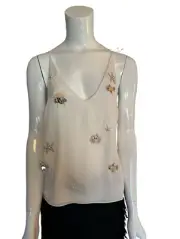 ZAC By ZAC POSEN White Tank Top With Seashells, Starfish, Pearls! 2 NWT $425