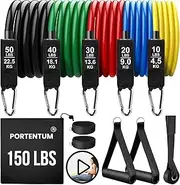 Resistance Bands Weight Building Kit 150 lbs 12 Elastic Bands for Yoga Calisthenics Gym Crossfit TRX Pilates Home Gym – Elastic Muscle Bands with Anklets and Door Grip