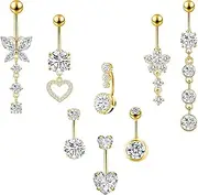 [LEE&RO] Belly Button Ring Dangle Stainless Steel Belly Rings 14G Belly Button Piercing Cute Navel Ring Belly Piercing Jewelry