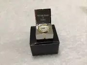 Picture Frame & Clock Japan Movement 1.25” Sq. Silver With Gold tone Bow Gift