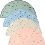 Didaey 4 Packs Silicone Placemats for Baby Non Slip Kids Toddlers Food Table Mats Portable Dining Table, Colors, 9 x 17 Inch (Khaki, Green, Light Gray, Gray Blue)
