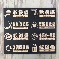 在飛比找蝦皮購物優惠-原木雕刻取餐區點餐區收銀台免用統一發票餐盤回收區餐具醬料區垃