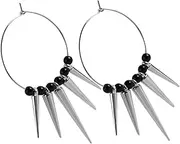 [COLLBATH] Hip-hop Rivet Large Hoop Earrings for Women Statement Fashion Jewelry Set Pair of Spiked Earrings Geometric Design