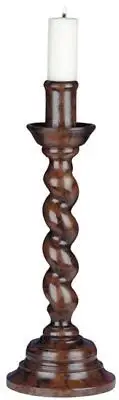Candleholder Candlestick TRADITIONAL Lodge Rope Twist Chestnut Resin Hand-Cast