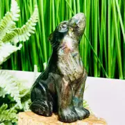 Labradorite Howling Wolf Healing Crystal Animal Carving 260g