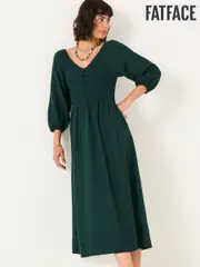 FatFace Adele Teal Blue Midi Dress (H46470) | $159