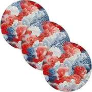 3 Pcs Absorb Water Trivet Table Runner for Hot Pots and Pans 15in Cotton Thread Weave Dish Holder for Crock Pot Camper Must Haves White Red Blue Sequential Backgrounds