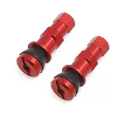 TDR 2pcs Red Aluminium Tubeless Tire Valve Stem for Car, Vehicle, Motorcycle - Tire Pressure Monitor Sensor