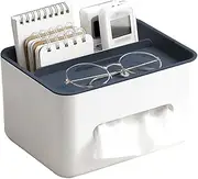 Rectangular Tissue Box Cover Multifunctional Tissue Box Holder with Stationery Remote Control Box, Decorative Tissue Pen Remote Organizer for Home/Office/Car/Restaurant/8872