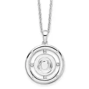 Sterling Silver White Ice Rhodium-Plated 18 Inch Diamond Letter O Initial Necklace With 2 Extender