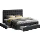 Artiss Bed Frame Double Full Size Base Mattress With Storage Drawer Fabric Grey