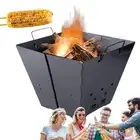 Folding Outdoor Metal Fire Pit Backyard Patio Garden FirePit Heater w/Grill Mesh