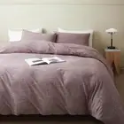 Stonewashed Cotton/Linen Duvet Cover Set (Chocolate, Queen) Chocolate