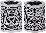 Yahpetes Hair Beard Beads 2 Pcs Celtics Knots Triquetra Viking Beads 0.59"X0.47" Viking Rune Beards Sliver Norse Rings Large Viking Beard Beads Metal Beads,Pack 2