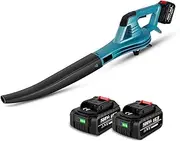 Leaf Blower Cordless, 21V Electric Leaf Blower, Efficient Leaf Cleaner 6 Gears Powerful Snow Blower with with 2 Rechargeable Battery and Charger, for Lawn Care, Patio, Yard, Side Walk