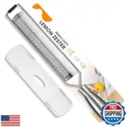 Aieve Lemon Zester, Heavy Duty Zester Grater with Handle and Protective Cover