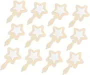 KOMBIUDA 12pcs Small Wooden Mirror Light Tray Tassel Hairpins Imitation Rattan Trash Cans Mini Decoration Miniature Decoration Portable Mirror Small Sponge Filter Wavy Table Skirt Beige