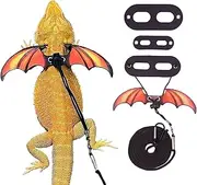 ADOGGYGO Bearded Dragon Lizard Leash Harness - Adjustable Cool Orange Leather Wing Reptile Harness Leash for Bearded Dragon Lizard