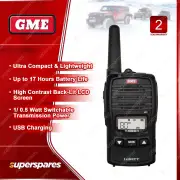 GME 1 Watt UHF CB Handheld Radio USB Charging Up to 17 Hours Battery Life
