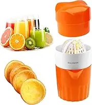 Hand Juicer Citrus Orange Squeezer Manual Lid Rotation Press Reamer for Lemon Lime Grapefruit with Strainer and Container 2cups