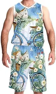 [KQNZT] Basketball Jersey with Shorts, Basketball Jersey for Women, Hip hop Clothing for Party, Hello Summer Chamomile Bike