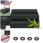 King Size Soft Cooling Bed Sheets Set - Bamboo Rayon, Deep Pockets, Black