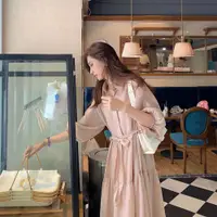 在飛比找蝦皮購物優惠-連身裙DANDT時尚法式小香風茶粉氣質洋裝（22 JUN A