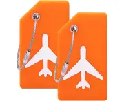 Silicone Luggage Tag With Name ID Card Perfect to Quickly Spot Luggage Suitcase,Orange