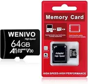 64GB Micro Memory Card U3 C10 High Speed Flash TF Data Storage Micro Card Adapter UHS-I MicroC A1,V30,UHS-I, HD,UHD,4K Video Pro 80mb/s High Speed for Smartphone,Security Camera,Tablet,Drone,DashCam