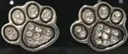 Fashion Jewelry Paw Print Drop Earrings Silvertone Metal Alloy With Crystals