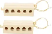 HOMSFOU 6p4c 5-Way Landline Splitter Telephone Line Adapter Home Office Multiple Phone Lines User-Friendly