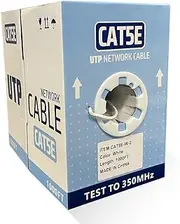 ENS Cat5e Ethernet Cable 1000ft - 24 AWG, CCA Ethernet Cable, FastReel, 350MHZ / Gigabit Speed UTP Bulk Cable, UL Listed (White)