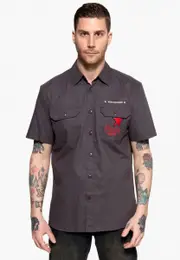 King Kerosin Shining Racer, shirt short sleeve , color: Grey/White/Blue/Red , size: M