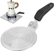 Esilihom Induction Hob Converter Plate, Moka Pot Induction Plate 13cm with Heat Resistant Handle, Stainless Steel Heat Adapter for Coffee Cookware (5 inch)