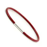 Men's/Ladies Red Leather Bracelet-Sterling Silver Clasp-3mm Real Leather-Unisex