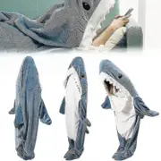 Super Soft Shark Blanket Hoodie Adult Shark Blanket Cozy Flannel Hoodie 170cm Light blue