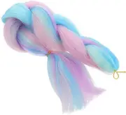 EXQUIMEUBLE Ponytail Extension for Women Synthetic Braiding Hair Fashionable One Rainbow Wig with Band for Parties and Events