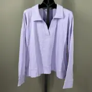 NEW Talbots Shirt Womens XL purple polo pull over sweatshirt preppy casual