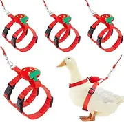 SilTriangle Cole Duck Harness Leash Set Adjustable Walking Cole Duck Harness Rope Pet Vest Cute Strawberry Pattern Outdoor Training Traction Rope for Chicken Rabbit Kitten Pig Puppy Small Animals(Xs)