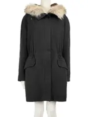 Black Rabbit Fur Lined Parka Coat
